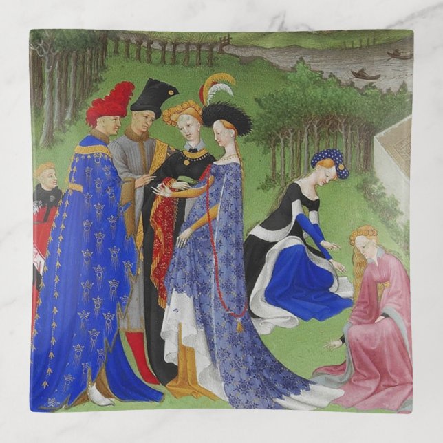 Medieval lord and lady Engagement Trinket Tray (Front)