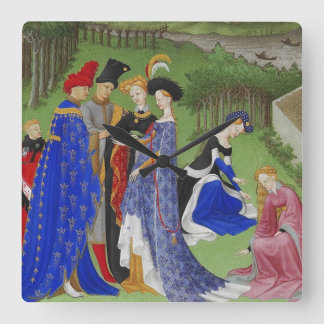 Medieval lords and ladies square wall clock