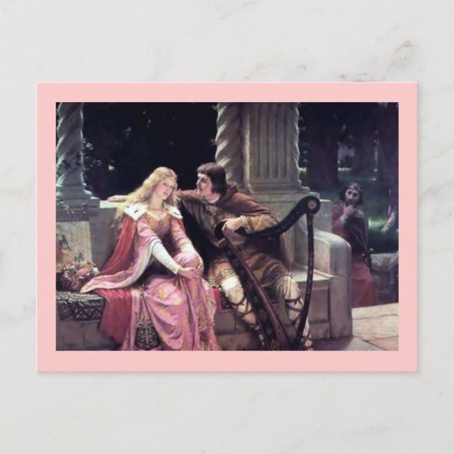 Medieval Love Couple Romantic Castle Painting Postcard (Front)