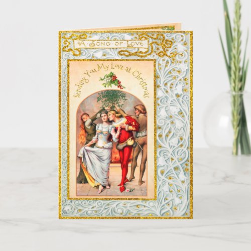 Medieval Love Mistletoe Dance Christmas Eve Card