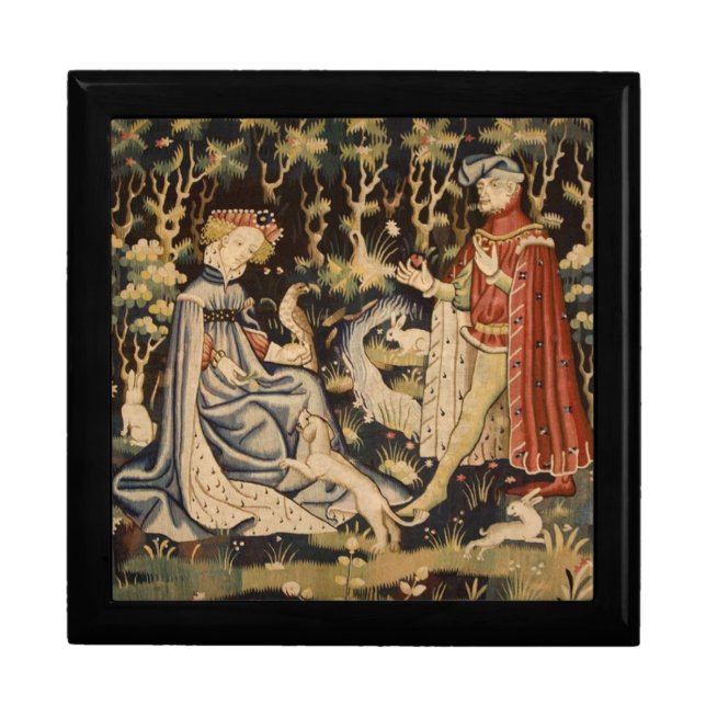 Medieval love proposal Wooden Jewelry Keepsake Box (Front)