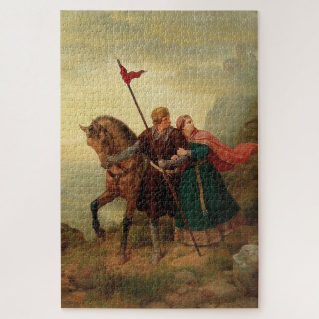 Medieval Lovers Fleeing with their Horse Jigsaw Puzzle (Vertical)