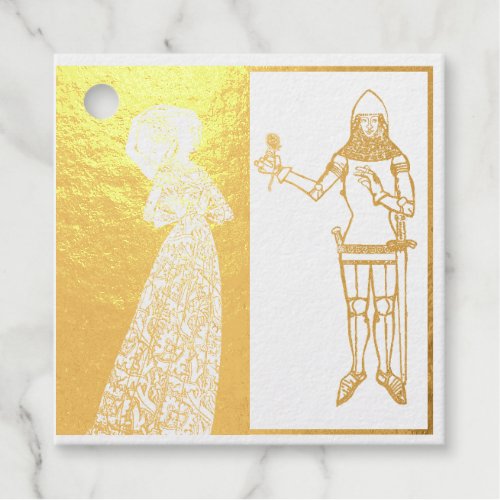 Medieval lovers knight and lady  foil favor tags