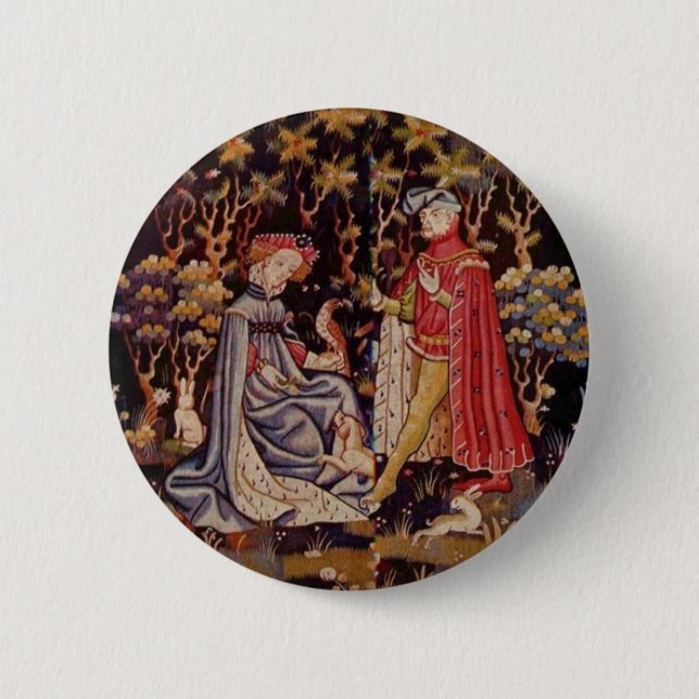 Medieval lovers pinback button (Front)