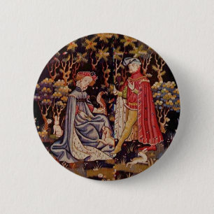 Medieval lovers pinback button