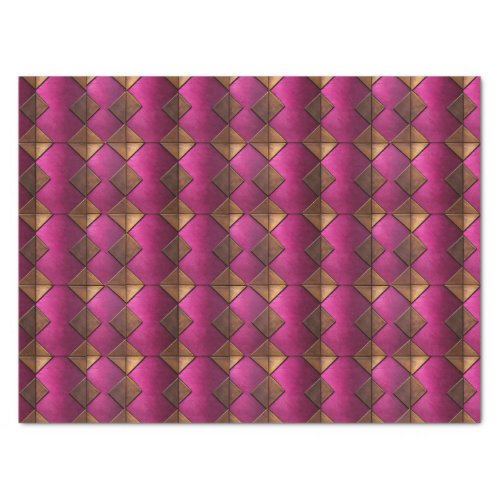 MEDIEVAL MAGENTA WOOD AND METAL DECOUPAGE  TISSUE PAPER