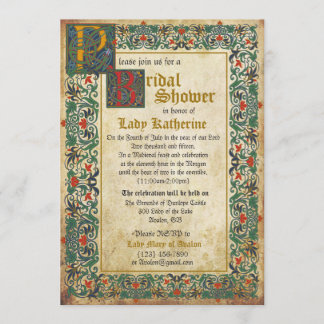 Medieval Manuscript Bridal Shower Invitation Card