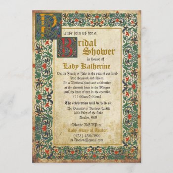 Medieval Manuscript Bridal Shower Invitation Card by NouDesigns at Zazzle