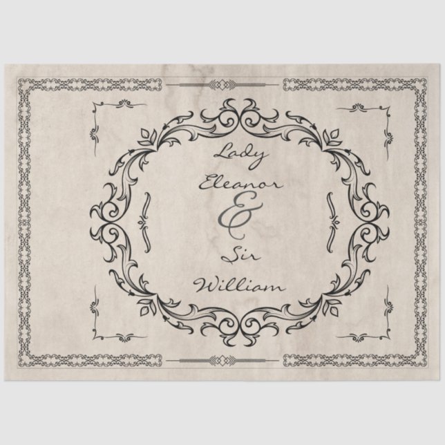 Medieval Manuscript Elegant Wedding Tissue Paper (Front)