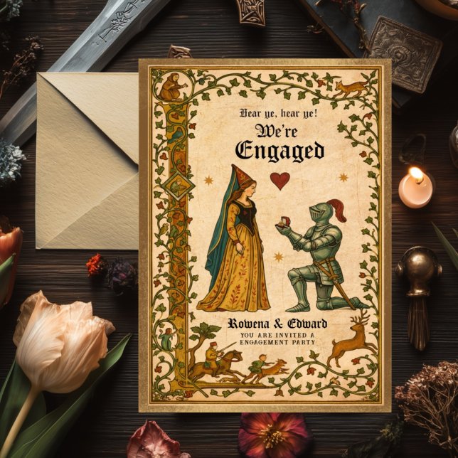Medieval Manuscript Engagement Party  Invitation (Creator Uploaded)