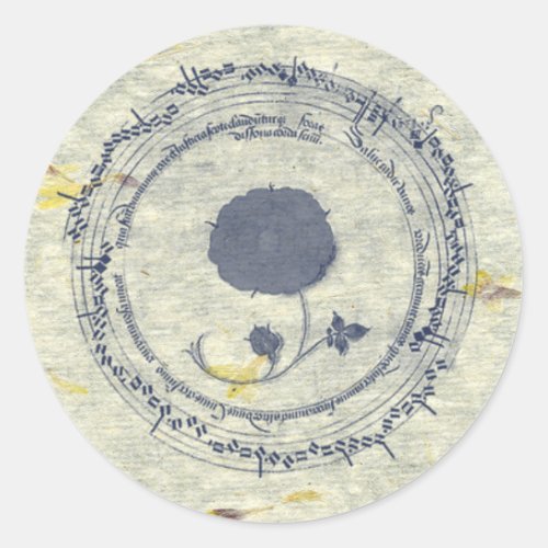 Medieval Manuscript Flower Classic Round Sticker