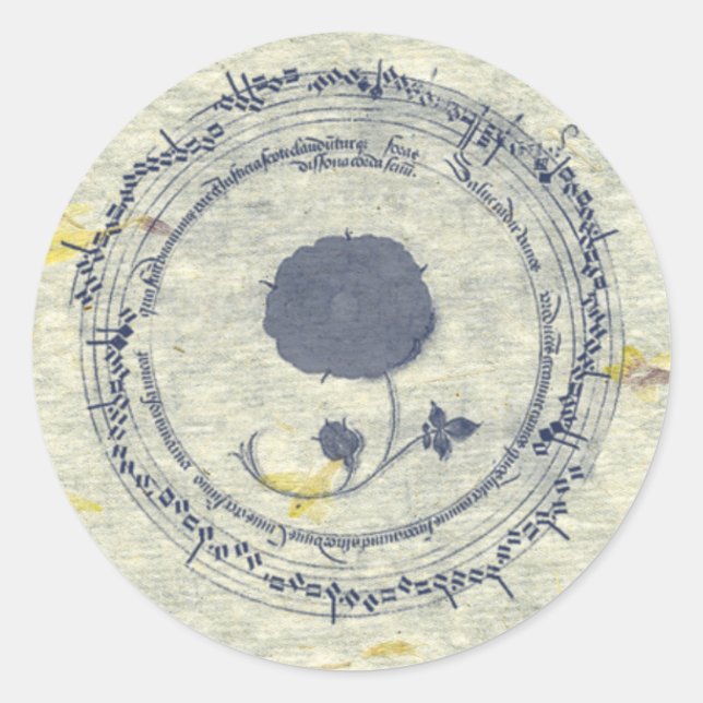 Medieval Manuscript Flower Classic Round Sticker (Front)
