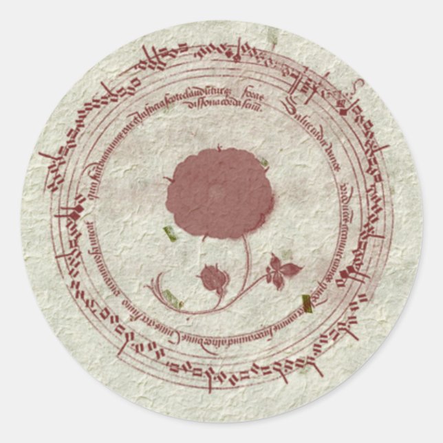Medieval Manuscript Flower Classic Round Sticker (Front)