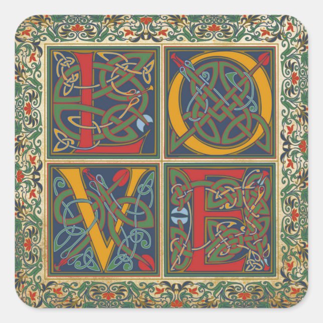 Medieval Manuscript Goth LOVE Wedding Label (Front)