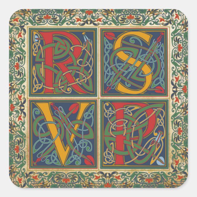 Medieval Manuscript Goth RSVP Label (Front)