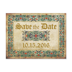 Medieval Manuscript Goth Save the Date Announcement Postcard
