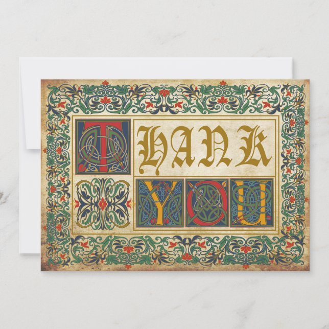 Medieval Manuscript Goth Thank You Card (Front)