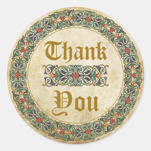 Medieval Manuscript Goth Thank You Label (Front)