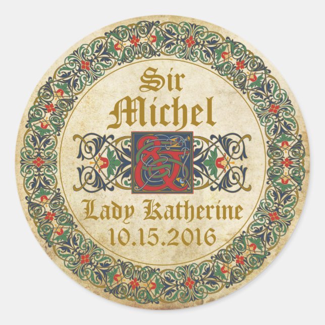 Medieval Manuscript Goth Wedding Label (Front)