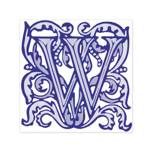 Medieval Manuscript Letter W Self-inking Stamp (Design)