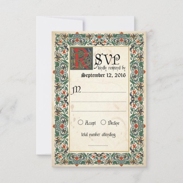 Medieval Manuscript RSVP Card (Front)