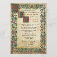 Medieval Manuscript Wedding Invitation Card