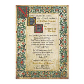 Medieval Manuscript Wedding Invitation Card