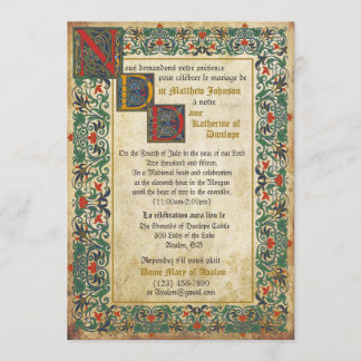 Medieval Manuscript Wedding Invitation Card