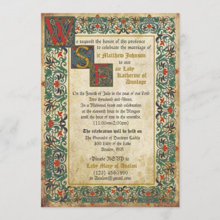 Medieval Manuscript Wedding Invitation Card