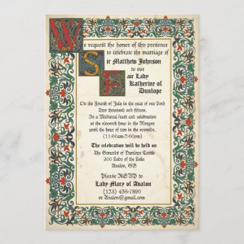 Medieval Manuscript Wedding Invitation Card by NouDesigns at Zazzle