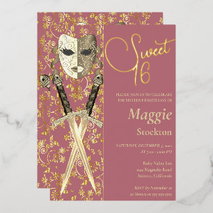 Medieval Masquerade Sweet 16 Invitation Foil Invitation