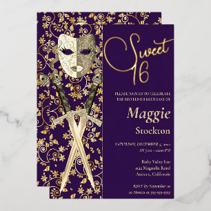 Medieval Masquerade Sweet 16 Invitation Foil Invitation