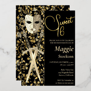 Medieval Masquerade Sweet 16 Invitation Foil Invitation