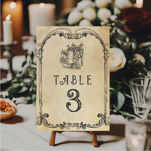 Medieval Middle Ages Engraving Fantasy Wedding  Table Number