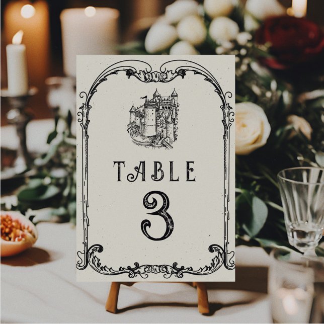 Medieval Middle Ages Engraving Fantasy Wedding  Table Number (Creator Uploaded)