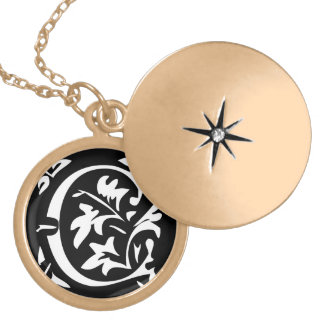 Medieval Middle Ages Monogram Letter C Gold Plated Necklace