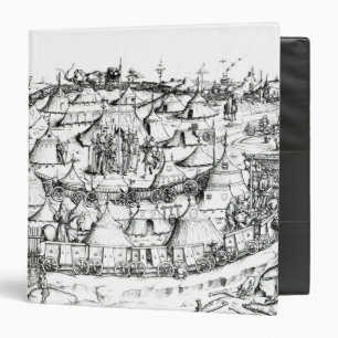 Medieval military encampment, from a book, pub. 18 3 ring binder