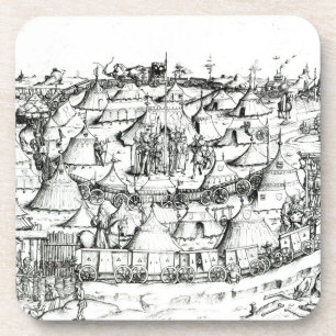 Medieval military encampment, from a book, pub. 18 drink coaster