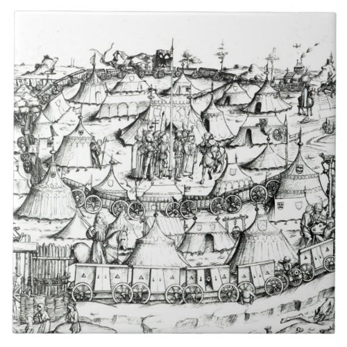 Medieval military encampment from a book pub 18 tile