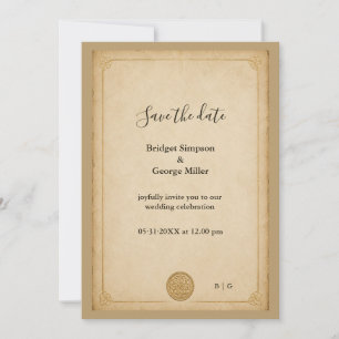 Medieval Minimalist Parchment Celtic Knot Wedding Invitation