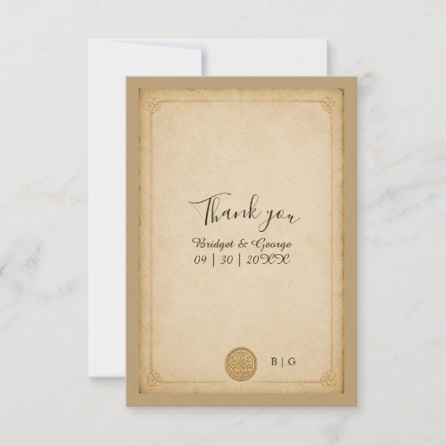 Medieval Minimalist Parchment Celtic Knot Wedding Thank You Card