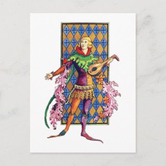 Medieval Minstrel and Lute Postcard