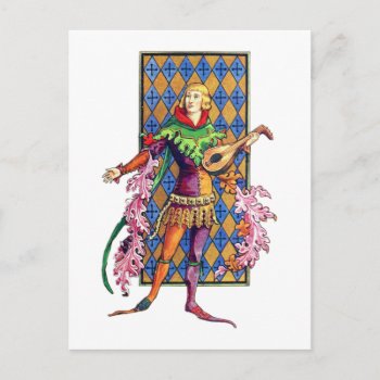 Medieval Minstrel And Lute Postcard by VintageFactory at Zazzle
