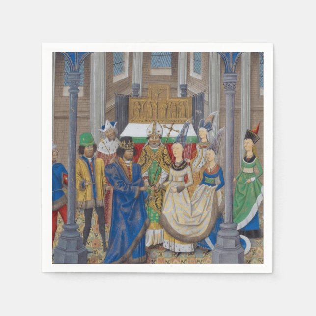 Medieval Mixed Race Wedding Painting Paper Napkins (Front)