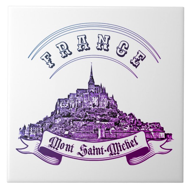 Medieval monastery Mont Saint Michel. France. Ceramic Tile (Front)