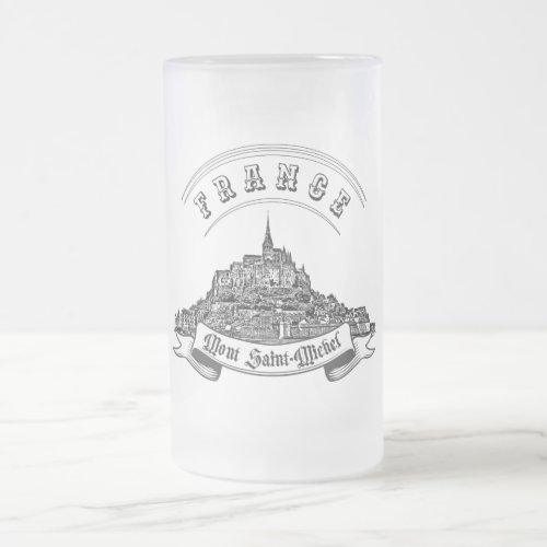 Medieval monastery Mont Saint Michel France Frosted Glass Beer Mug
