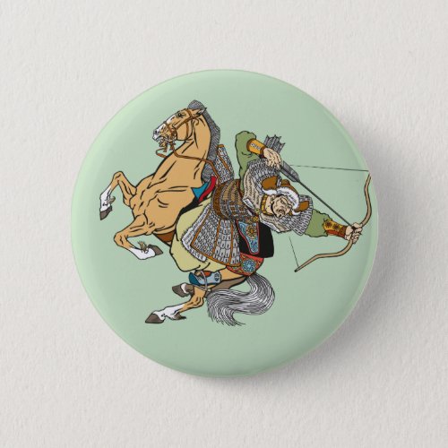 medieval Mongol warrior Button