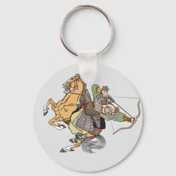 Medieval Mongol Warrior Keychain by insimalife at Zazzle