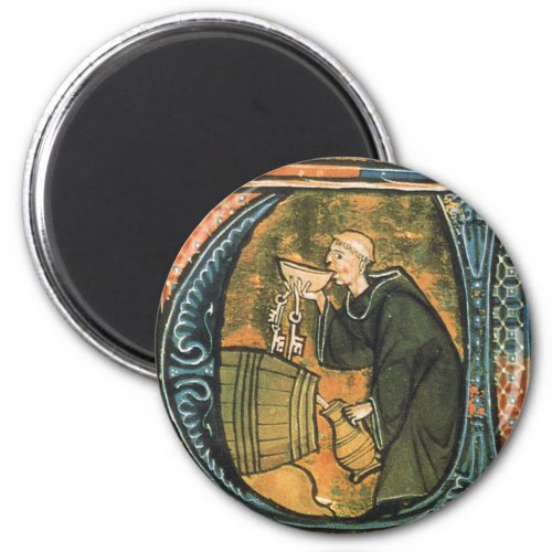 Medieval Monk Tasting Wine Magnet