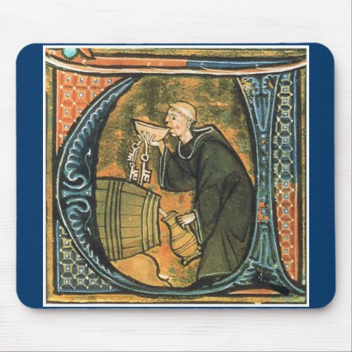 Medieval Monk Tasting Wine Mousepad